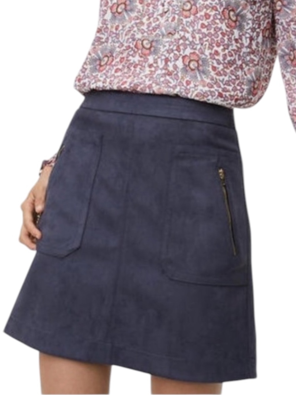 LOFT Faux Suede Mini Skirt - Blue Size 2